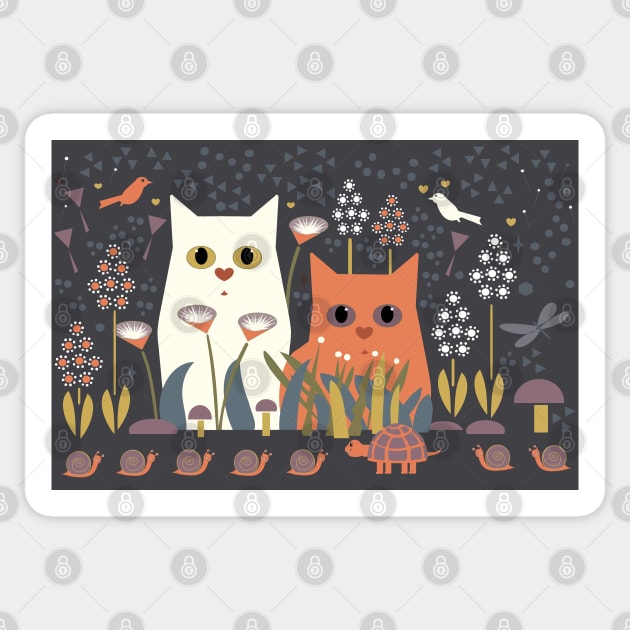 CATS IN A GARDEN Sticker by JeanGregoryEvans1